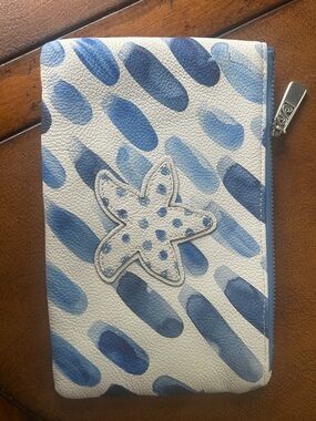 Brighton Blue & White Starfish Wristlet Clutch